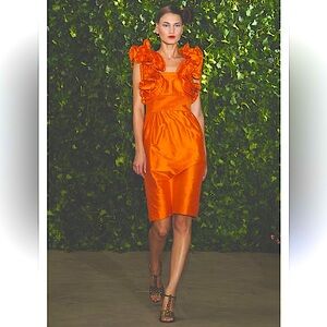 Catherine Malandrino Runway Orange Sheath Midi Dress